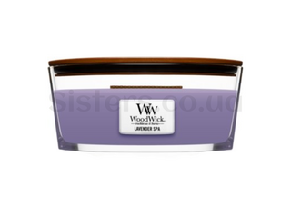 Ароматическая свеча с ароматом лаванды и эвкалипта Woodwick Lavender SPA 453 g - Фото
