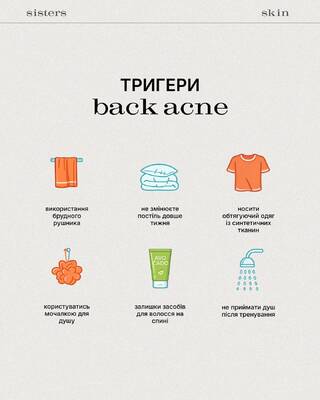 висипання на спині — це одне з найчастіших звернень до нас на консультаціях. 

і якщо з обличчям вже