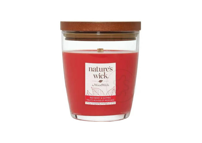Ароматична свічка з ароматом червоних ягід та мускатного горіха WOODWICK Nature’s Wick Redberry & Nutmeg 284 г