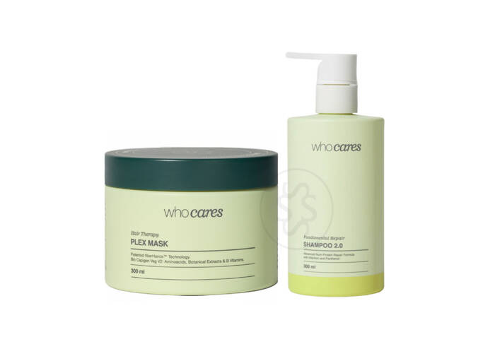 Акційний набір WHOCARES Plex Mask та Shampoo 2.0 Fundamental Repair