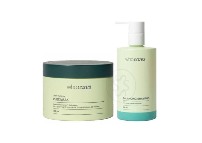 Акційний набір WHOCARES Plex Mask та Balancing Shampoo