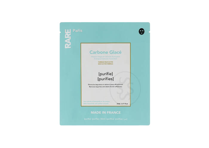 Чорна тканинна маска для очищення й детоксу шкіри RARE PARIS Carbone Glace Ecological Cellulose Facial Mask 1 шт* 23 мл