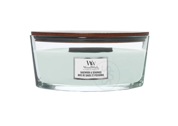 Ароматична свічка з нотами шавлії, океану та кедра WOODWICK Sagewood & Seagrass 453 г