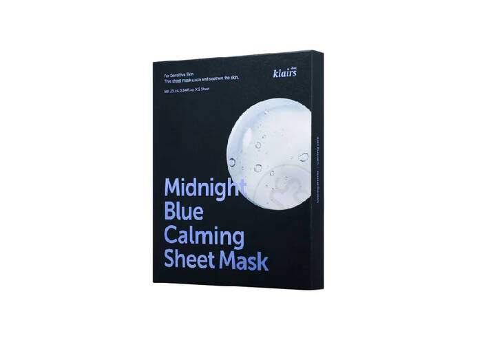 Тканевая успокаивающая маска DEAR, KLAIRS Midnight Blue Calming Sheet Mask 5 шт