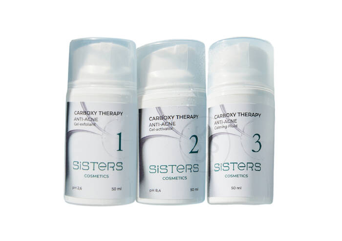 Набор неинвазивной карбокситерапии для жирной и проблемной кожи лица SISTERS COSMETICS Carboxy Therapy Anti-Acne 3 х 50 мл