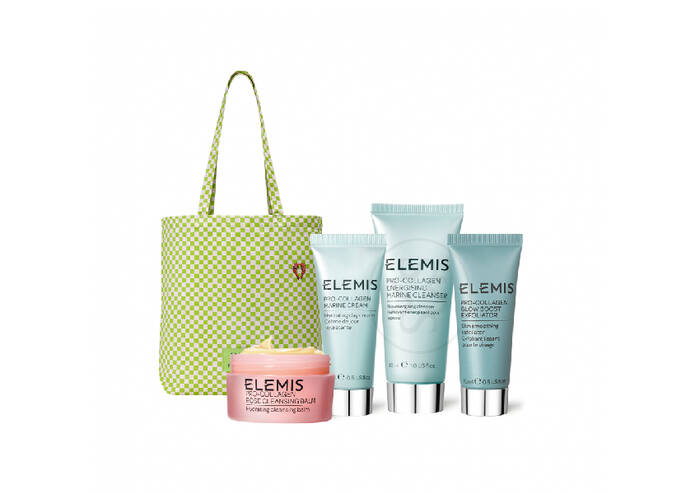 Стильний шопер з 4-ма продуктами бестселерами у тревел розмірі ELEMIS Shrimps Glow Discovery Kit