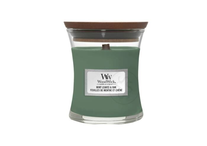Ароматична свічка з нотами м'яти та дуба WOODWICK Mint Leaves and Oak 85 г