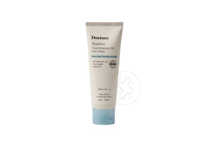 Солнцезащитный крем с 10 формами гиалуроновой кислоты и центеллой DOCTORS Hyalcica Total Moisture 10 D Sun Cream SPF 50+ /PA++++ 80 мл