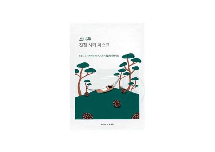 Успокаивающая тканевая маска с экстрактом игл сосны ROUND LAB Pine Calming Cica Mask Sheet 1 шт