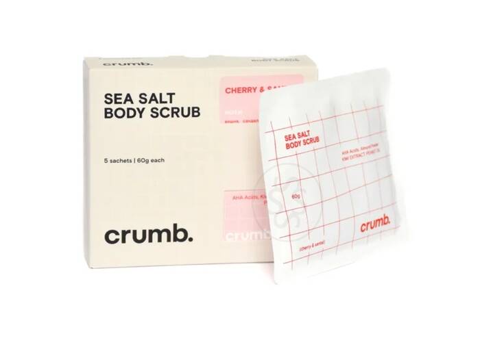 Солевой скраб для тела с AHA-кислотами CRUMB Cherry & Santal 5 саше х 60 г