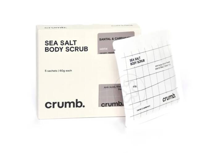 Солевой скраб для тела с AHA-кислотами CRUMB Santal & Cardamon 5 саше х 60 г
