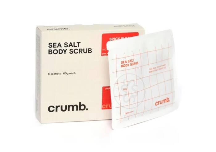 Сольовий скраб для тіла з AHA-кислотами CRUMB Spicy Rum 5 саше х 60 г