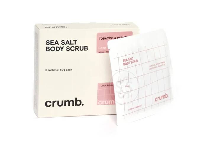 Солевой скраб для тела с AHA-кислотами CRUMB Tobacco & Papyrus 5 саше х 60 г