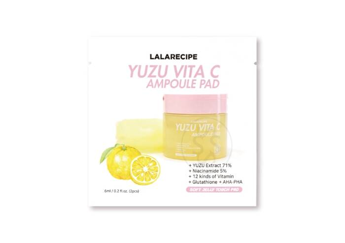 Витаминные пэды для лица с экстрактом юдзу LALARECIPE Yuzu Vita C Ampoule Pad 2 шт