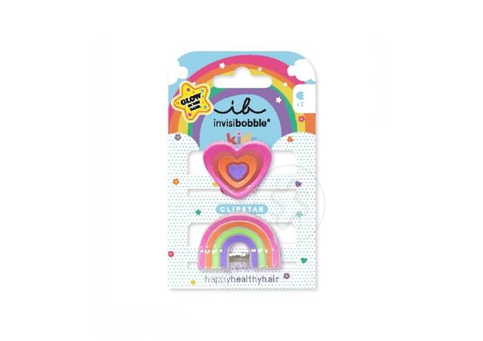 Заколки для волос INVISIBOBBLE Clipstar Kids Glow Happy Heart 2 шт