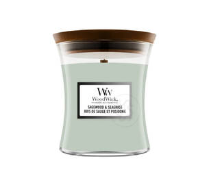 Ароматична свічка з нотами шавлії, океану та кедра WOODWICK Sagewood & Seagrass 275 г