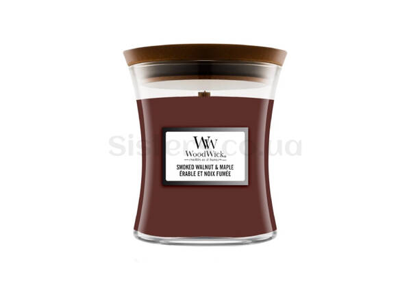 Ароматична свічка з ароматом копченого горіха і клена WOODWICK Medium Smoked Walnut & Maple 275 г - Фото №1