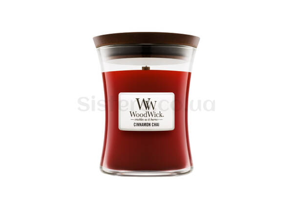 Ароматическая свеча с ароматом ванили и корицы WOODWICK Cinnamon Chai 275 г - Фото №1