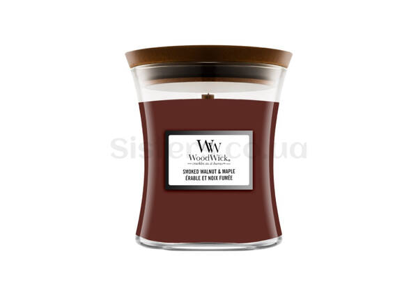 Ароматична свічка з ароматом копченого горіха і клена WOODWICK Medium Smoked Walnut & Maple 85 г - Фото №1