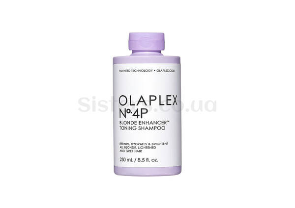 Висококонцентрований фіолетовий шампунь для освітленого волосся OLAPLEX №4P Blonde Enhancer Toning Shampoo 250 мл - Фото №1
