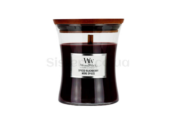 Ароматическая свеча с ароматом ежевики с корицей WOODWICK Spiced Blackberry 85 г - Фото №1