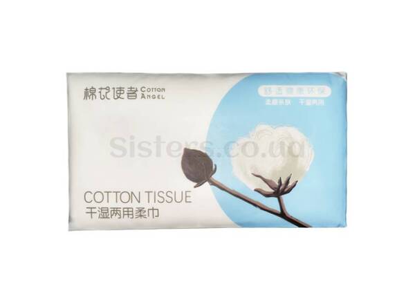 Котонові серветки для обличчя COTTON ANGEL Cotton Tissue 70 шт - Фото №1