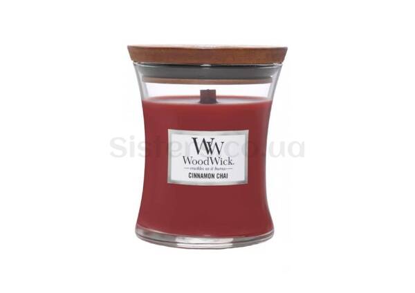 Ароматическая свеча с ароматом ванили и корицы WOODWICK Cinnamon Chai 85 г - Фото №1
