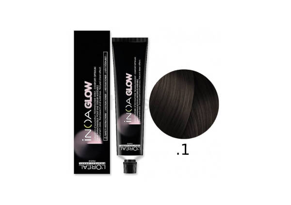 Крем-краска для волос без аммиака .1 L'OREAL PROFESSIONNEL Inoa Glow черный блеск 60 г - Фото №1