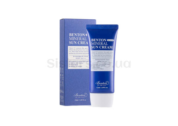 Сонцезахисний крем на мінеральній основі BENTON Skin Fit Mineral Sun Cream SPF50+/PA++++ 12 мл - Фото №1