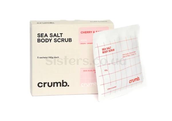 Сольовий скраб для тіла з AHA-кислотами CRUMB Cherry & Santal 5 саше х 60 г - Фото №1
