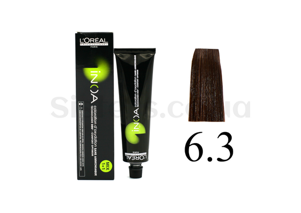 Крем-краска для волос без аммиака L'Oreal Professionnel Inoa Mix - 6,3-темный блондин золотистый 60 g - Фото №1