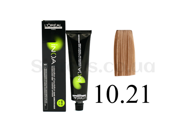 Крем-краска для волос без аммиака L'Oreal Professionnel Inoa Mix - 10.21-экстра светлый блондин перламутрово-пепельный 60 g - Фото №1
