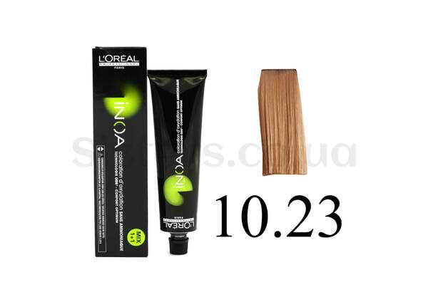 Крем-фарба для волосся без аміаку L'OREAL PROFESSIONNEL Inoa Mix - 10.23 platin iriseret blond 60 г - Фото №1
