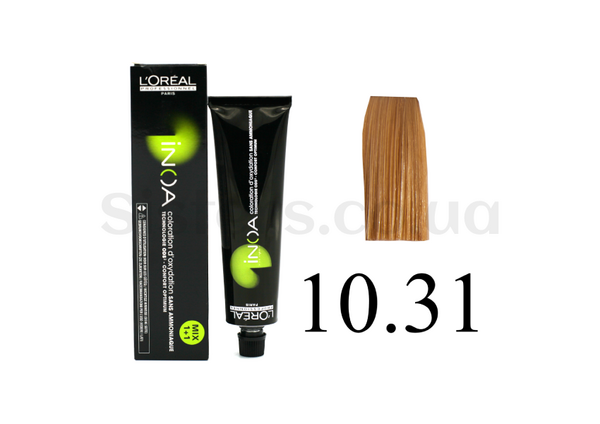 Крем-краска для волос без аммиака L'Oreal Professionnel Inoa Mix - 10.31-biondo chiarissimo platino beige dorato 60 g - Фото №1