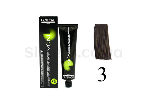 Крем-фарба для волосся без аміаку L'OREAL PROFESSIONNEL Inoa Mix - 3 темний шатен 60 г - Фото №1