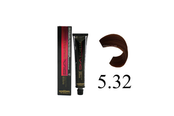 Крем-фарба для волосся без аміаку L'Oreal Professionnel Dia Richesse Hi-Visibility - 5.32-coffee brown 50 g - Фото №1
