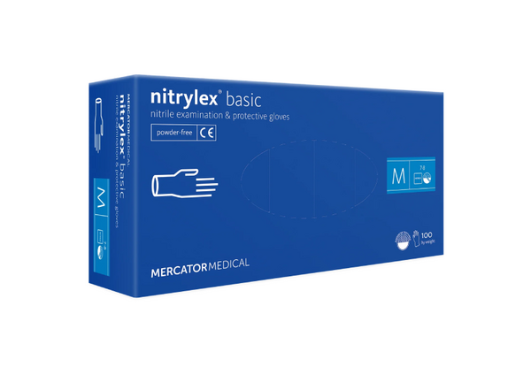 Нитриловые, нестерильные, неприпудренные перчатки голубого цвета, L - Nitrylex Chemo - 1-пара - Фото №1