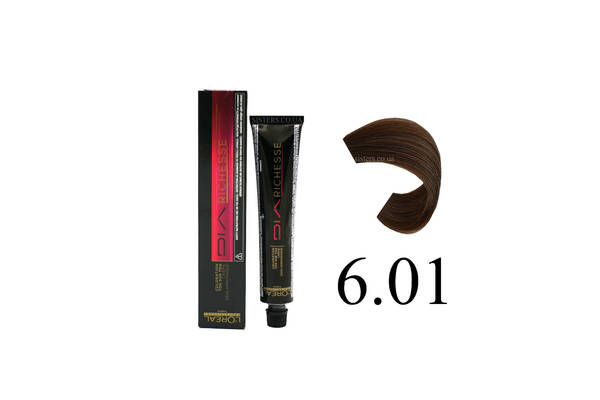 Крем-краска для волос без аммиака L'Oreal Professionnel Dia Richesse Hi-Visibility - 6.01-Натуральный пепельный темный блондин 50 g - Фото №1