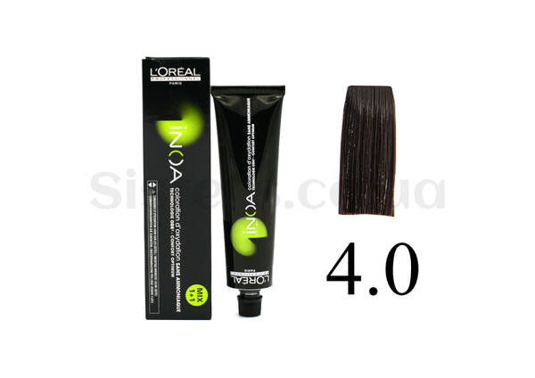 Крем-фарба для волосся без аміаку L'OREAL PROFESSIONNEL Inoa Mix - 4.0 Castano Copertura Profunda 50 г - Фото №1