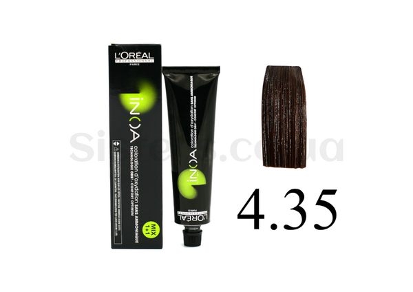 Крем-фарба для волосся без аміаку L'OREAL PROFESSIONNEL Inoa Mix - 4.35 Шатен золотисте червоне дерево 60 г - Фото №1
