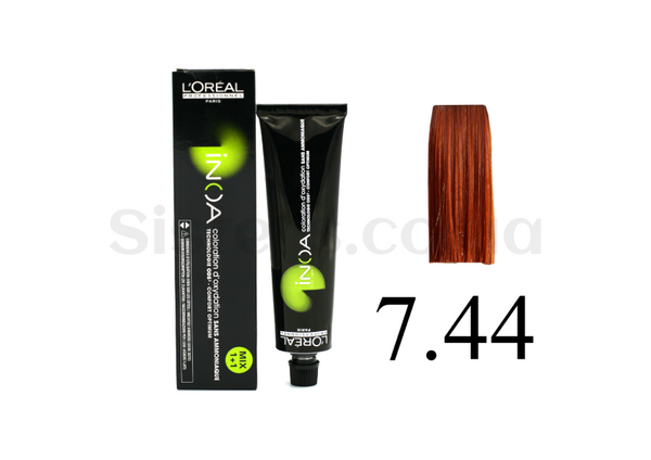 Крем-фарба для волосся без аміаку  L'OREAL PROFESSIONNEL Inoa Mix - 7.44-Deep copper blonde 60 g - Фото №1