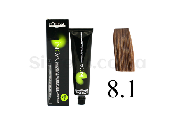 Крем-краска для волос без аммиака L'Oreal Professionnel Inoa Mix - 8.1-Светлый блондин пепельный 60 g - Фото №1