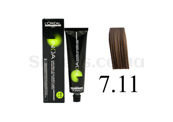 Крем-фарба для волосся без аміаку L'OREAL PROFESSIONNEL Inoa Mix - 7.11 блондин попелястий 60 г - Фото №1