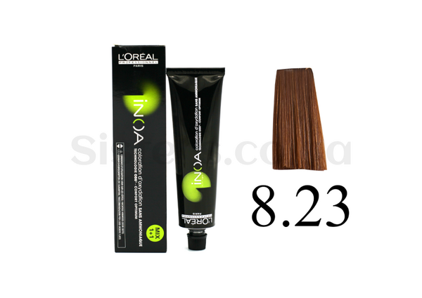 Крем-фарба для волосся без аміаку L'OREAL PROFESSIONNEL Inoa Mix - 8.23 світлий блондин перламутрово-золотистий - Фото №1