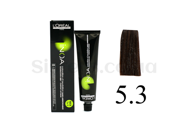 Крем-фарба для волосся без аміаку L'OREAL PROFESSIONNEL Inoa Mix - 5.3 світлий шатен золотистий - Фото №1