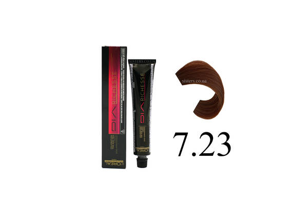 Крем-краска для волос без аммиака L'Oreal Professionnel Dia Richesse Hi-Visibility - 7.23 - Toffee Cream 50 g - Фото №1