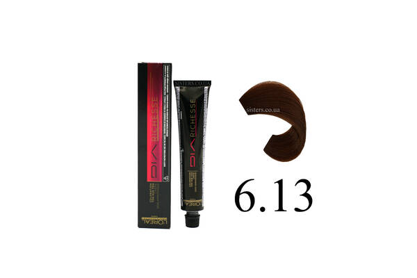 Крем-краска для волос без аммиака L'Oreal Professionnel Dia Richesse Hi-Visibility - 6.13 - Velvet Brown 50 g - Фото №1