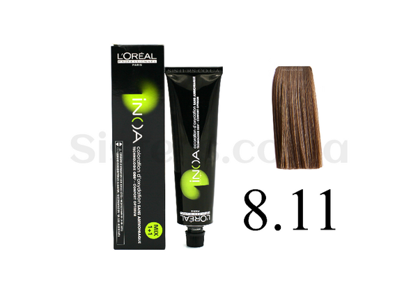 Крем-краска для волос без аммиака 8.11 L'Oreal Professionnel Inoa Mix - 8.11 - light deep ash blonde - Фото №1