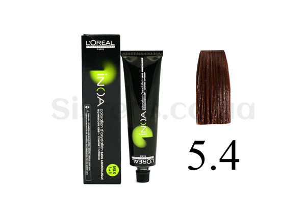 Крем-фарба для волосся без аміаку 5.4 L'OREAL PROFESSIONNEL Inoa Mix - світлий шатен мідний - Фото №1
