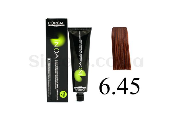 Крем-краска для волос без аммиака 6.45 L'Oreal Professionnel Inoa Mix - 6.45 - dunkelblond koper mahonieblond - Фото №1